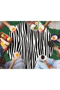 Yıkanabilir Yuvarlak Piknik Örtüsü Zebra Desenli