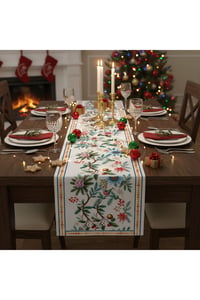 Yılbaşı Temalı Dijital Baskılı Runner Örtüsü Christmas 40x140 cm
