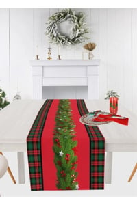 Yılbaşı Temalı Dijital Baskılı Runner Örtüsü Christmas 40x140 cm