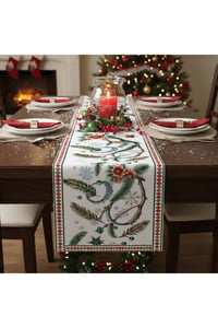 Yılbaşı Temalı Dijital Baskılı Runner Örtüsü Christmas 40x140 cm