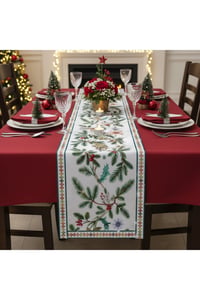 Yılbaşı Temalı Dijital Baskılı Runner Örtüsü Christmas 40x140 cm