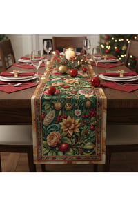 Yılbaşı Temalı Dijital Baskılı Runner Örtüsü Christmas 40x140 cm