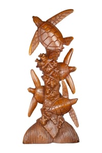 Doğal Ahşap Oyma Kaplumbağa El Yapımı Tek Parça 40 cm x 97 cm
