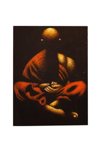 Meditasyon Halindeki Buda Kırmızı ve Altın Tonlarda Tuval Tablo
