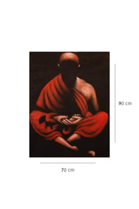 Meditasyon Halindeki Buda Kırmızı ve Altın Tonlarda Tuval Tablo
