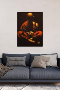 Meditasyon Halindeki Buda Kırmızı ve Altın Tonlarda Tuval Tablo