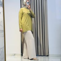BELİ LASTİKLİ BOL PAÇA PANTOLON BEJ SİYAH EKRU