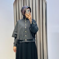 DAPHNE ÇELİK ÖRME TRİKO PELERİN KAP ANTRASİT
