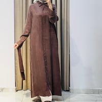 GLORIA TAŞLANMIŞ İPEK GÖMLEK ELBİSE KAHVE