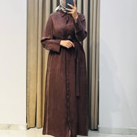 GLORIA TAŞLANMIŞ İPEK GÖMLEK ELBİSE KAHVE