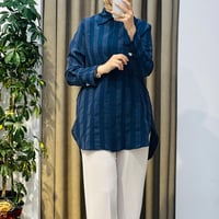 HİLAY SOHO ÖZEL TAŞ AKSESUARLI ÇİZGİLİ GÖMLEK  LACİVERT