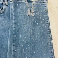 kot pantolon paçaları taş detaylı