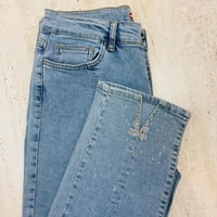 KOT PANTOLON PAÇALARI TAŞLI AÇIK MAVİ 