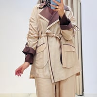 M312 BROŞLU PANTOLONLU TAKIM BEJ