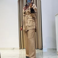 M312 BROŞLU PANTOLONLU TAKIM BEJ