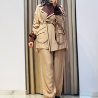 M312 BROŞLU PANTOLONLU TAKIM BEJ