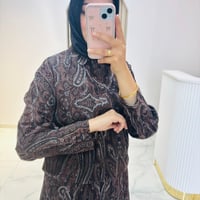 MİORİ ETHNİC PLİSE ETEKLİ SOFT-TOUCH ŞİFON TAKIM KAHVE