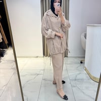 MY312 ÖNÜ AKSESUARLI PANTOLONLU TAKIM CAMEL