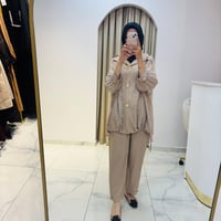 MY312 ÖNÜ AKSESUARLI PANTOLONLU TAKIM CAMEL