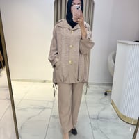 MY312 ÖNÜ AKSESUARLI PANTOLONLU TAKIM CAMEL