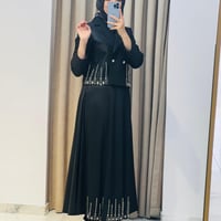 MY312 TAŞLI ABİYE ETEKLİ TAKIM SİYAH