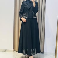 MY312 TAŞLI ABİYE ETEKLİ TAKIM SİYAH