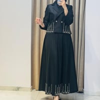 MY312 TAŞLI ABİYE ETEKLİ TAKIM SİYAH