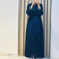 MY312 YAKASI TAŞLI ABİYE ELBİSE LACİVERT