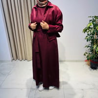 NATURAL %100 KETEN KOLSUZ ELBİSE BORDO