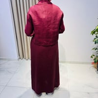 NATURAL %100 KETEN KOLSUZ ELBİSE BORDO