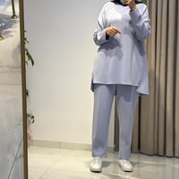 Nervürleri Metal Drop Süslemeli Takım MAVİ