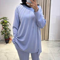 Nervürleri Metal Drop Süslemeli Takım MAVİ