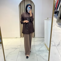 TERZİ DÜKKANI LİLAC ASETAT GÖMLEK KAHVE