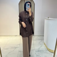 TERZİ DÜKKANI LİLAC ASETAT GÖMLEK KAHVE