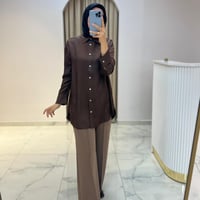 TERZİ DÜKKANI LİLAC ASETAT GÖMLEK KAHVE