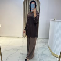 TERZİ DÜKKANI LİLAC ASETAT GÖMLEK KAHVE