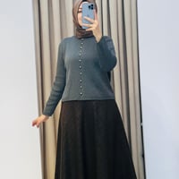TERZİ DÜKKANI LOREN METAL DÜĞMELİ TRİKO HIRKA GRİ