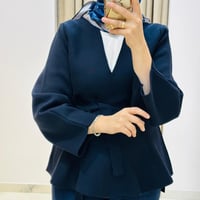 TERZİ DÜKKANI VERA ÇELİK ÖRME PEPLUM HIRKA LACİVERT