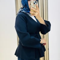 TERZİ DÜKKANI VERA ÇELİK ÖRME PEPLUM HIRKA LACİVERT