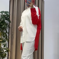 TIĞ TRİKO ARKASI TRİKO KOMBİNLİ OMUZLARI TAŞLI GÖMLEK MERCAN