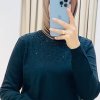 TIĞ TRİKO BONCUK İŞLEMELİ BLUZ