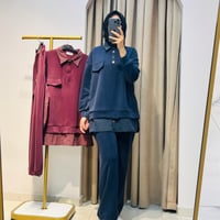 TIĞ TRİKO ÇİZGİLİ KOMBİNLİ SWEAT TUNİK PANTOLON TAKIM LACİVERT