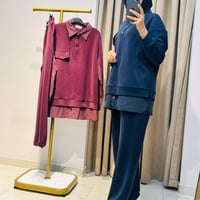 TIĞ TRİKO ÇİZGİLİ KOMBİNLİ SWEAT TUNİK PANTOLON TAKIM LACİVERT