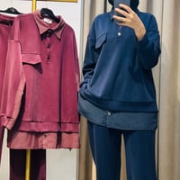 TIĞ TRİKO ÇİZGİLİ KOMBİNLİ SWEAT TUNİK PANTOLON TAKIM LACİVERT