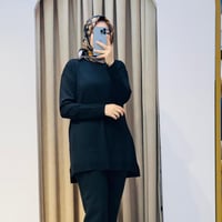 TIĞ TRİKO ETEK UCU SİMLİ TRİKO TUNİK SİYAH