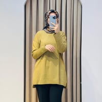 TIĞ TRİKO ETEK UCU SİMLİ TRİKO TUNİK YAĞ YEŞİLİ