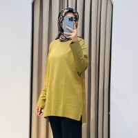 TIĞ TRİKO ETEK UCU SİMLİ TRİKO TUNİK YAĞ YEŞİLİ