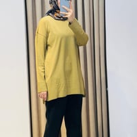 TIĞ TRİKO ETEK UCU SİMLİ TRİKO TUNİK YAĞ YEŞİLİ