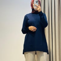 TIĞ TRİKO  FIRFIR DETAYLI RAYON TUNİK LACİVERT