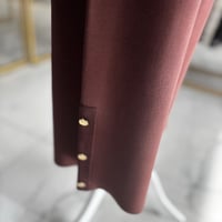 TIĞ TRİKO KOLLARI KUMAŞ GARNİLİ DÜĞME DETAYLI TUNİK PANTOLON TAKIM KAHVE